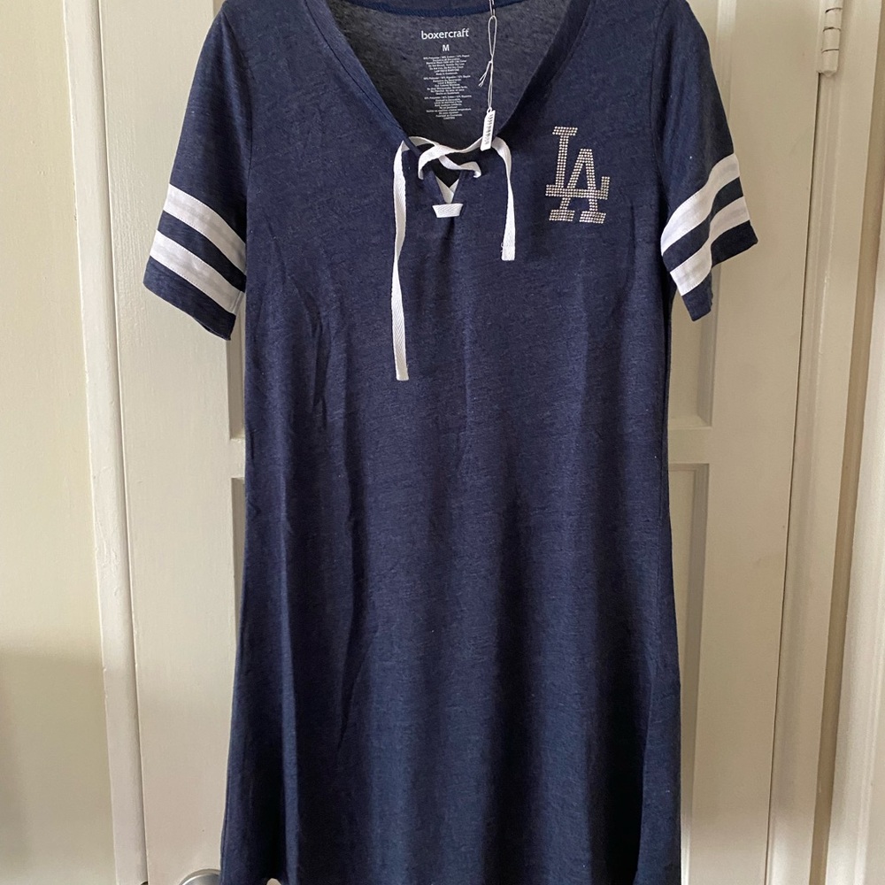 Sporty Blue Lace-up dress with bling LA